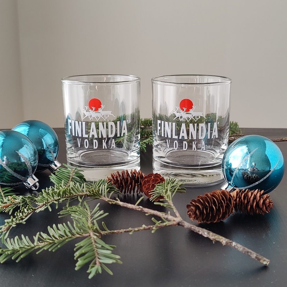 90s vintage | Finlandia Vodka lowball glasses